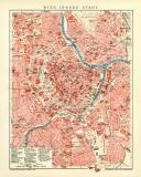 Wien Innere Stadt historischer Stadtplan Karte Lithographie ca. 1909