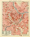 Wien Innere Stadt historischer Stadtplan Karte...