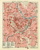 Wien Innere Stadt historischer Stadtplan Karte Lithographie ca. 1912