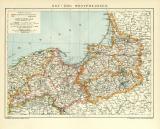 Ost- und Westpreussen historische Landkarte Lithographie ca. 1909