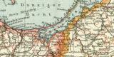 Ost- und Westpreussen historische Landkarte Lithographie ca. 1909
