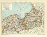 Ost- und Westpreussen historische Landkarte Lithographie ca. 1912