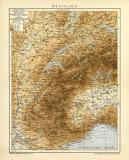 Westalpen historische Landkarte Lithographie ca. 1903