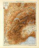 Westalpen historische Landkarte Lithographie ca. 1905