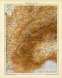 Westalpen historische Landkarte Lithographie ca. 1907