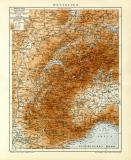Westalpen historische Landkarte Lithographie ca. 1912