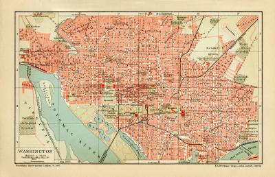 Washington historischer Stadtplan Karte Lithographie ca. 1903