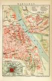 Warschau historischer Stadtplan Karte Lithographie ca. 1903