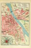 Warschau historischer Stadtplan Karte Lithographie ca. 1907