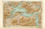 Vierwaldstätter See historische Landkarte Lithographie ca. 1905