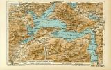 Vierwaldstätter See historische Landkarte Lithographie ca. 1907