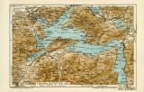Vierwaldstätter See historische Landkarte Lithographie ca. 1909