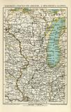 Vereinigte Staaten von Amerika V. Wisconsin und Illinois historische Landkarte Lithographie ca. 1903