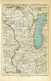 Vereinigte Staaten von Amerika V. Wisconsin und Illinois historische Landkarte Lithographie ca. 1905