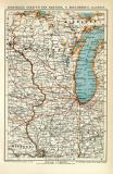 Vereinigte Staaten von Amerika V. Wisconsin und Illinois historische Landkarte Lithographie ca. 1907