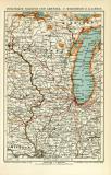 Vereinigte Staaten von Amerika V. Wisconsin und Illinois historische Landkarte Lithographie ca. 1909