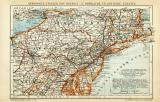 Vereinigte Staaten von Amerika IV. Nördliche Atlantische Staaten historische Landkarte Lithographie ca. 1907