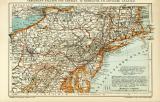 Vereinigte Staaten von Amerika IV. Nördliche Atlantische Staaten historische Landkarte Lithographie ca. 1909