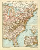 Vereinigte Staaten von Amerika III. Östlicher Teil historische Landkarte Lithographie ca. 1903