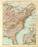 Vereinigte Staaten von Amerika III. Östlicher Teil historische Landkarte Lithographie ca. 1907