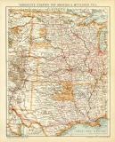 Vereinigte Staaten von Amerika II. Mittlerer Teil historische Landkarte Lithographie ca. 1907