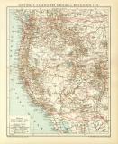 Vereinigte Staaten von Amerika I. Westlicher Teil historische Landkarte Lithographie ca. 1900
