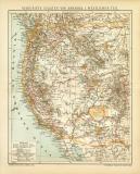 Vereinigte Staaten von Amerika I. Westlicher Teil historische Landkarte Lithographie ca. 1903