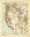 Vereinigte Staaten von Amerika I. Westlicher Teil historische Landkarte Lithographie ca. 1905