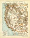 Vereinigte Staaten von Amerika I. Westlicher Teil historische Landkarte Lithographie ca. 1907