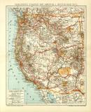 Vereinigte Staaten von Amerika I. Westlicher Teil historische Landkarte Lithographie ca. 1909