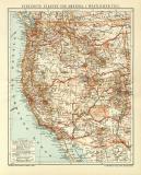 Vereinigte Staaten von Amerika I. Westlicher Teil historische Landkarte Lithographie ca. 1911