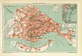 Venedig historischer Stadtplan Karte Lithographie ca. 1900