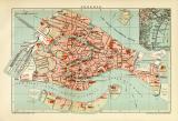 Venedig historischer Stadtplan Karte Lithographie ca. 1903