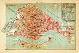 Venedig historischer Stadtplan Karte Lithographie ca. 1904
