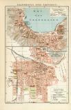 Valparaiso und Santiago historischer Stadtplan Karte...