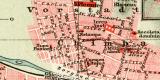 Valparaiso und Santiago historischer Stadtplan Karte Lithographie ca. 1905