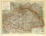Ungarn und Galizien historische Landkarte Lithographie ca. 1907