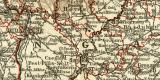 Ungarn und Galizien historische Landkarte Lithographie ca. 1907