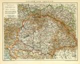 Ungarn und Galizien historische Landkarte Lithographie ca. 1909