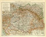 Ungarn und Galizien historische Landkarte Lithographie ca. 1911