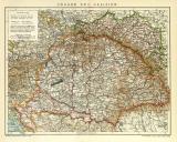 Ungarn und Galizien historische Landkarte Lithographie ca. 1912