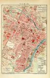 Turin historischer Stadtplan Karte Lithographie ca. 1907