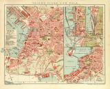Triest Fiume und Pola historischer Stadtplan Karte Lithographie ca. 1911