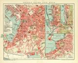 Triest Fiume und Pola historischer Stadtplan Karte Lithographie ca. 1912