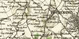 Industriegebiet Roubaix Tourcoing historische Landkarte Lithographie ca. 1905