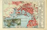 Toulon historischer Stadtplan Karte Lithographie ca. 1907