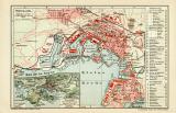 Toulon historischer Stadtplan Karte Lithographie ca. 1909