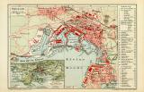 Toulon historischer Stadtplan Karte Lithographie ca. 1910