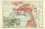 Toulon historischer Stadtplan Karte Lithographie ca. 1912