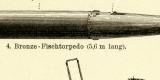 Torpedos und Seeminen historische Bildtafel Holzstich ca. 1898